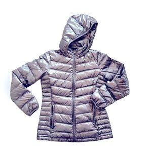 BASS XS women’s silver lightweight duck down puffer jacket like-new condition